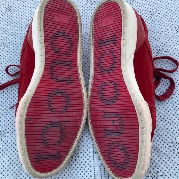 Vintage Gucci Prince Nappa Moorea Rosso Red Suede Sneaker Trainer Shoes 8.5G - Picture 8 of 13